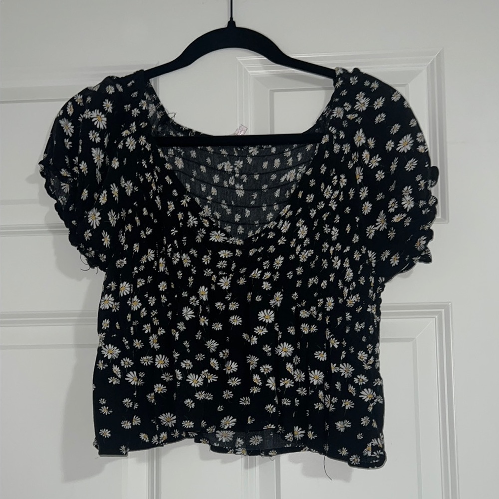 Floral Black Top